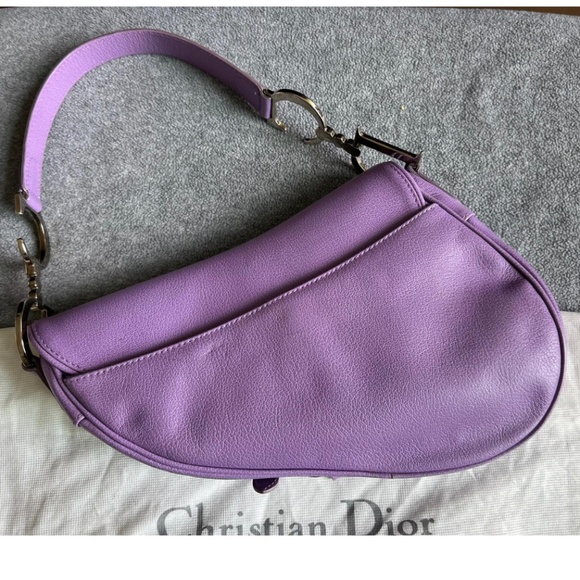 Vintage Christian Dior Lavender Leather Saddle Bag - Picture 4 of 15
